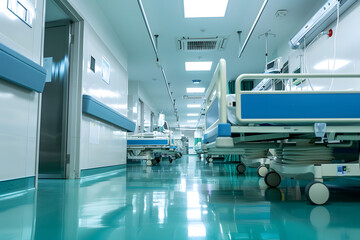 Naklejka na ściany i meble Hospital room with beds and medical equipment in hospital.