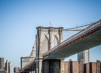 A nice view of the Brooklyn Bridge and the East River in lower Manhattan.