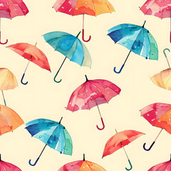 Umbrellas seamless pattern background. Rainy season.