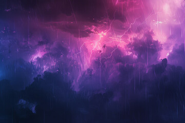 A purple and blue sky with a stormy atmosphere