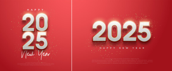 2025 Vector Design for Happy New Year celebrations. With the illustration of the white number in the luxurious gold color. Premium vector design for posters, banners, calendar and greetings.