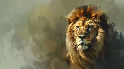 painted lion on canvas