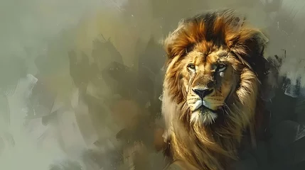 Foto op Aluminium painted lion on canvas © Spyrydon