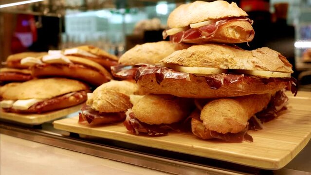 Sandwiches with traditional iberico ham