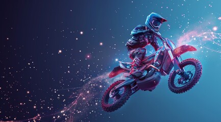 Freestyle Motion: Abstract 3D Illustration of Motocross Rider in Action generative ai