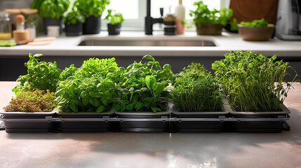 Fototapeta premium Indoor Herbal Garden in Modern Kitchen Environment