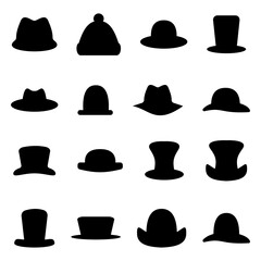 Set of Retro Hat Silhouette icons