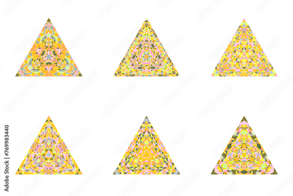 Poster geometrical ornate triangular logo template set - abstract vector element from triangle tiles