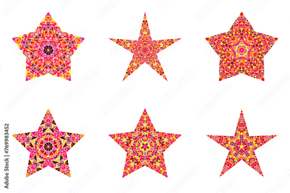 Aufkleber polygonal tiled ornament star shape set - abstract geometric geometrical ornamental vector design el