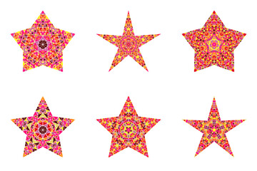 Obraz premium Polygonal tiled ornament star shape set - abstract geometric geometrical ornamental vector design element from mosaic triangles