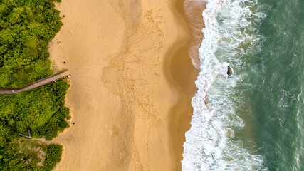 Fototapeta na wymiar Balneario Camboriu in Santa Catarina. Taquaras Beach and Laranjeiras Beach in Balneario Camboriu. Aerial view in landscape.