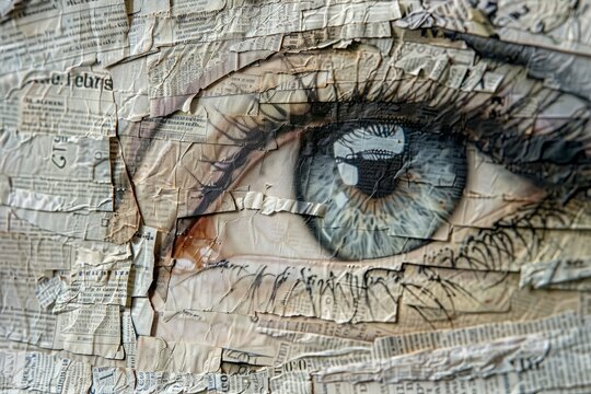 Detailed macro shot capturing the texture of an eye drawn on a piece of paper