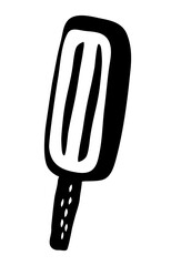 Ice pop popsicle drawing hand painted with ink brush. Png clipart isolated on transparent background