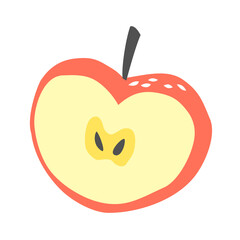 Apple drawing hand painted with ink brush. Png clipart isolated on transparent background