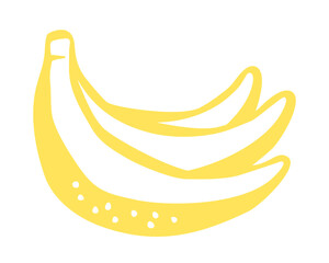 Bananas bunch drawing hand painted with ink brush. Png clipart isolated on transparent background