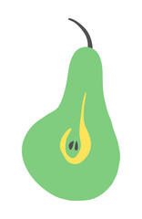 Pear drawing hand painted with ink brush. Png clipart isolated on transparent background