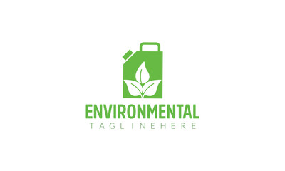 a logo for a green environment with a green plant on it