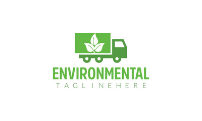 a logo for a green environment with a green plant on it