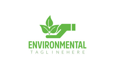 a logo for a green environment with a green plant on it