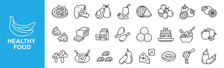 Healthy Food icon set for design elements