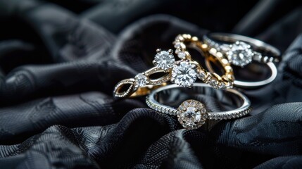 rings sparkle on velvet