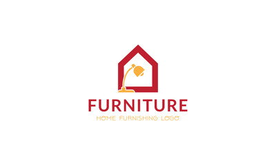 a logo for furniture store with a red house on the top.