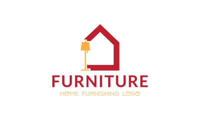 a logo for furniture store with a red house on the top.