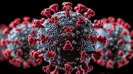 A highly detailed digital rendering of viruses and bacteria, highlighting their structures with luminescent colors.