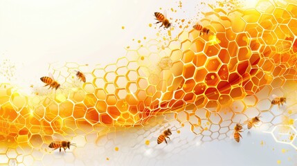 Honeycombs On Transparent Or White Background, Perfect For Any Beerelated Project. Сoncept Beekeeping, Honey Extraction, Honey Production, Beehive Maintenance, Honeycomb Recipes - obrazy, fototapety, plakaty