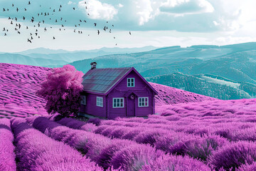Landscape background with lavender field