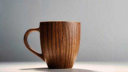Wooden Cup on Table. Generative AI