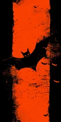 Foto auf Glas Halloween Wallpaper - orange black tones - bat © Manuel