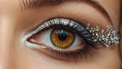 beautiful female eye, cosmetic  close-up