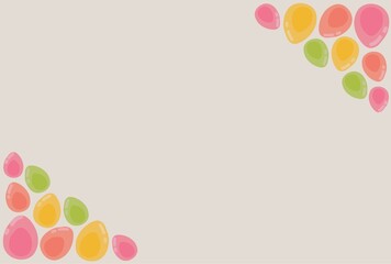 Cute easter eggs flat illustration frame, border. Egg shapes, abstract background for easter concept for kids education, print, frame, design	