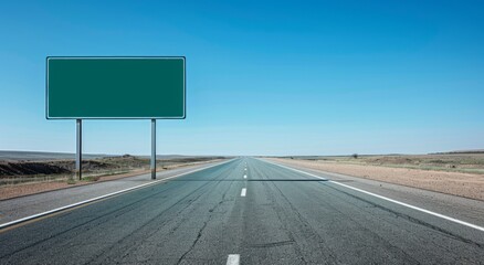 A blank highway sign with no text or images, set against the clear blue sky Generative AI