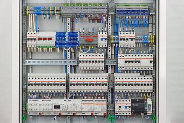 Electrical switchboard with automation and protection modules.