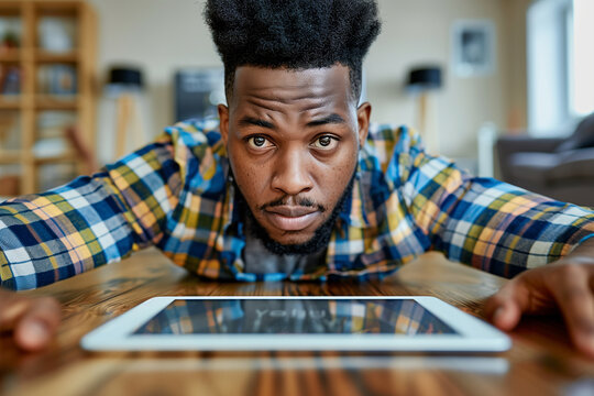 Man Performing Push Ups on Tablet PC