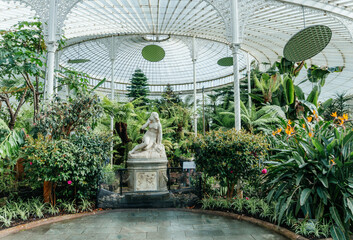 Lush Greenery and Sculpture Inside Glasgow Botanic Gardens