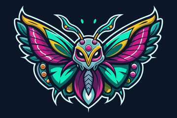 Butterfly Vector,  print ready vector t-shirt design, sticker dark black background