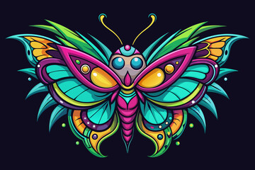 Fototapeta na wymiar Butterfly Vector, print ready vector t-shirt design, sticker dark black background