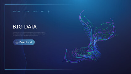 Blue Web Design with Abstract Colorful Data Stream Visualization - 769997437