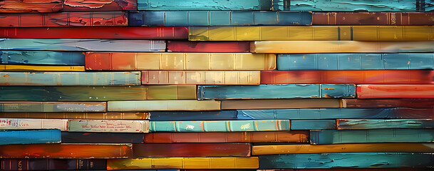 Colorful books stacked on top of each other