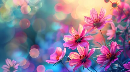 Background vibrant fresh colorful flowers for postcard ,Generative ai,