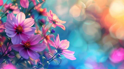 Fotobehang Background vibrant fresh colorful flowers for postcard ,Generative ai, © curek