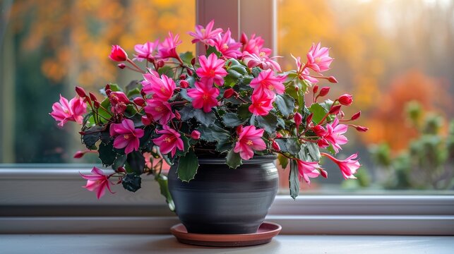 During the winter, Thanksgiving cactus (Schlumbergera truncata) and crab cactus begin to blossom on window sills
