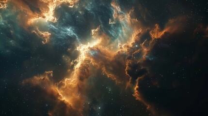 Majestic Nebula Illumination - Cosmic Artwork: Magnificent Presentation of Celestial Majesty, Transcending Boundaries with its Enthralling Depiction of Cosmic Wonders - obrazy, fototapety, plakaty