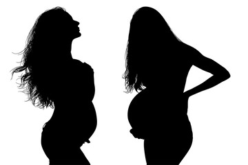 silueta, prenatal, amor, gestacion, silueta, vector, embarazo, mujer, familia, ilustracion