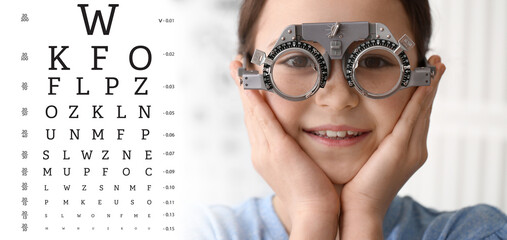 Little girl undergoing eye test in clinic