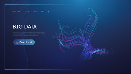Abstract Vibrant Data Flow Concept on Dark Blue Background - 770001674