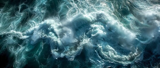   An aerial photo of a vast expanse of water with numerous waves rising from below